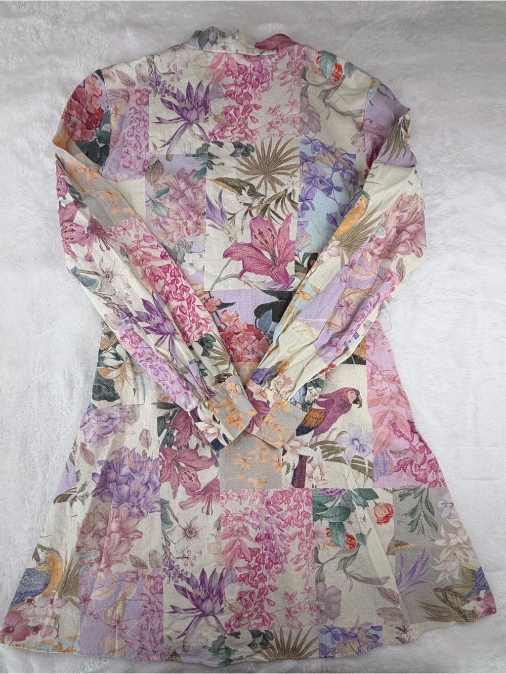 Floral Patchwork Button-Front Women’s Top - Cream/Multi - Picture 5 of 7